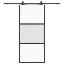 Schuifdeur met beslagset 90x205 cm gehard glas zwart