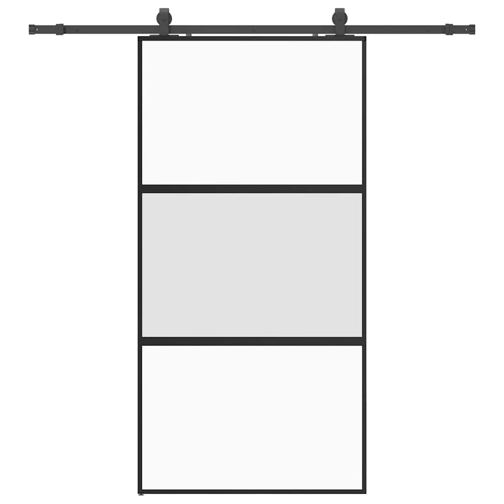 Schuifdeur met beslagset 102,5x205 cm gehard glas zwart