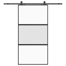Schuifdeur met beslagset 102,5x205 cm gehard glas zwart