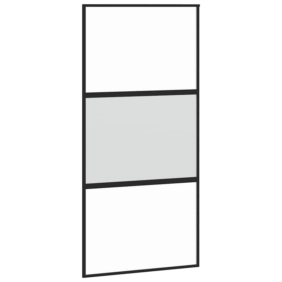Schuifdeur met beslagset 102,5x205 cm gehard glas zwart