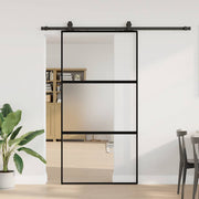 Schuifdeur 102,5x205 cm gehard glas zwart met beslagset