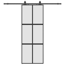 Schuifdeur met beslagset 76x205 cm gehard glas zwart