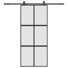 Schuifdeur met beslagset 90x205 cm gehard glas zwart