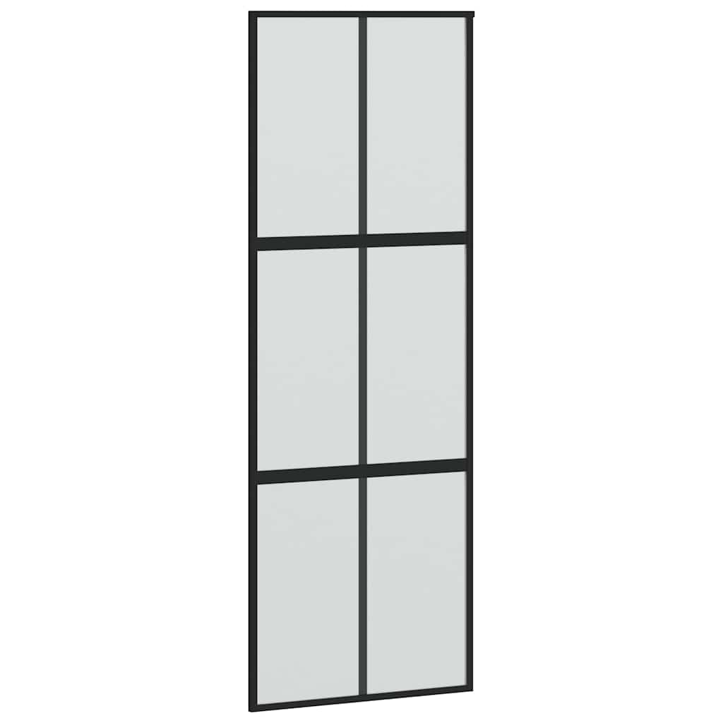 Schuifdeur met beslagset 90x205 cm gehard glas zwart