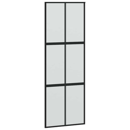 Schuifdeur met beslagset 90x205 cm gehard glas zwart