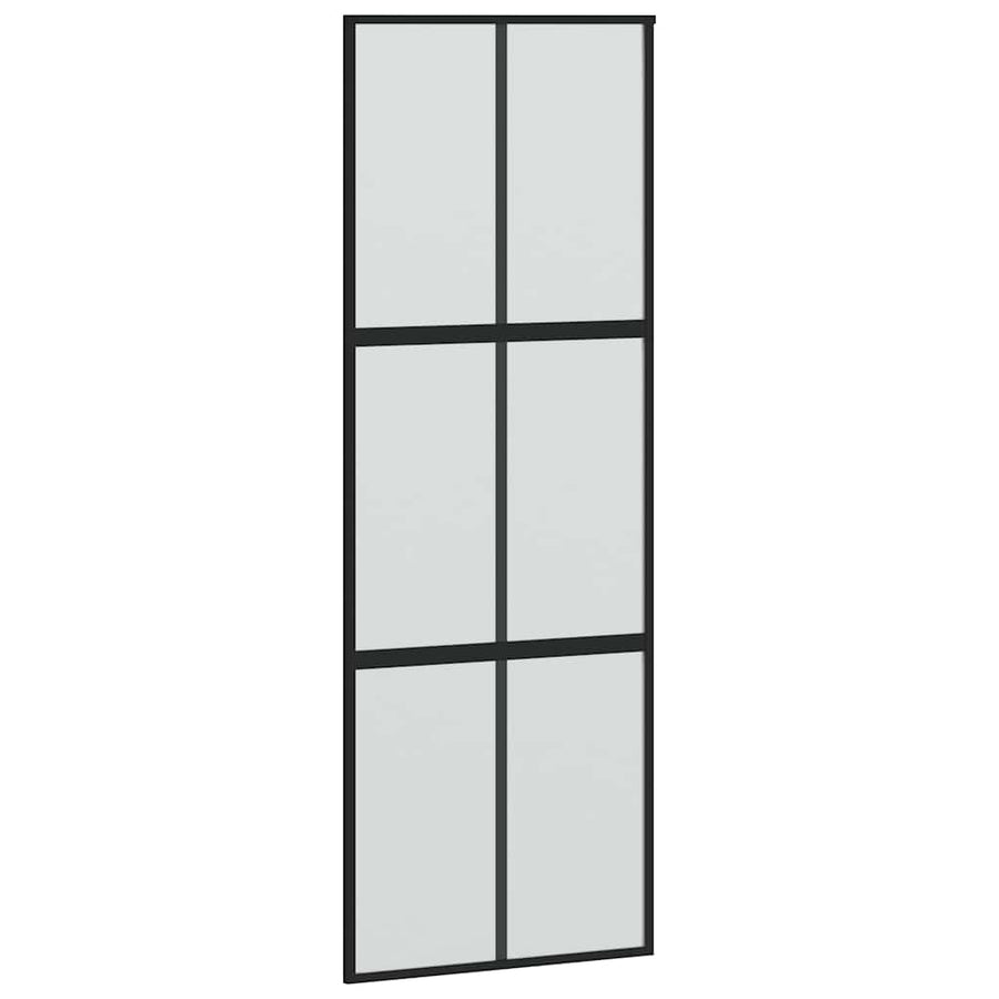 Schuifdeur met beslagset 90x205 cm gehard glas zwart