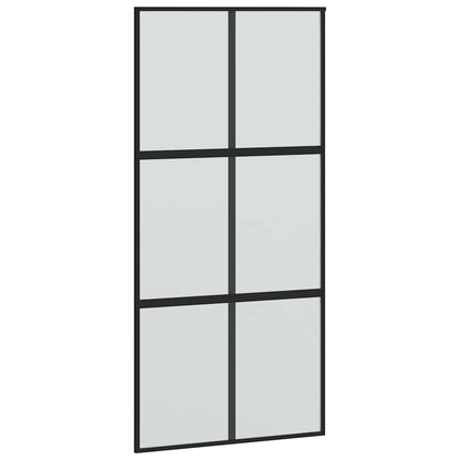 Schuifdeur met beslagset 102,5x205 cm gehard glas zwart