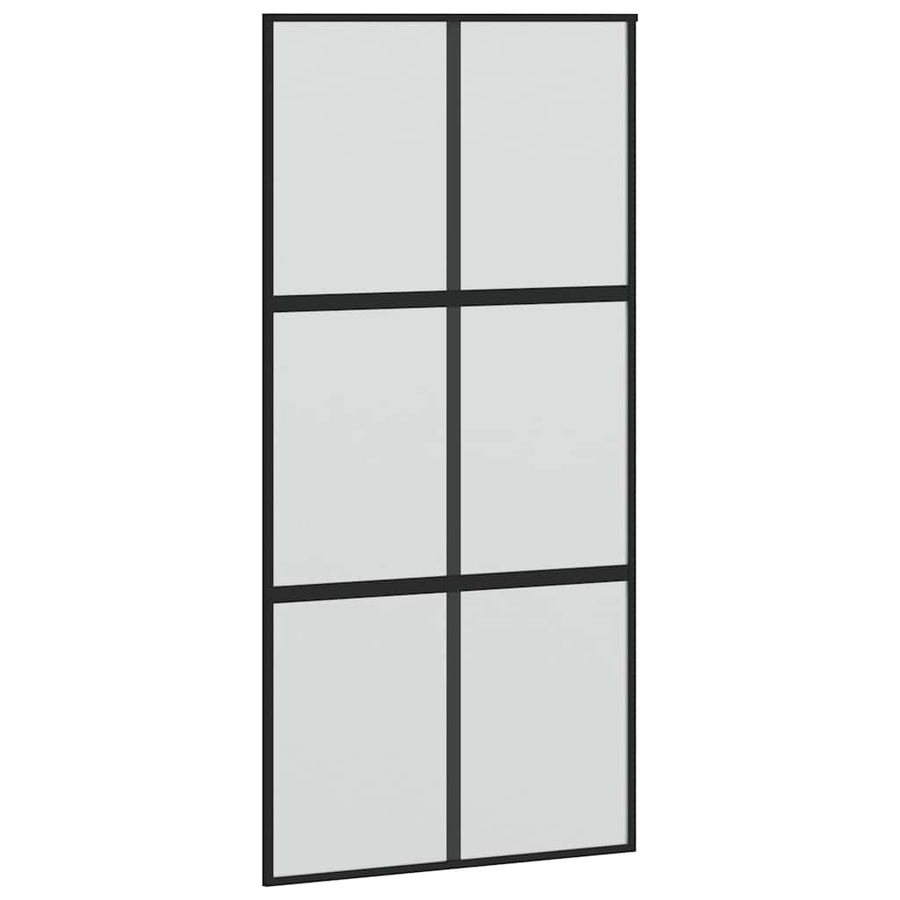Schuifdeur met beslagset 102,5x205 cm gehard glas zwart