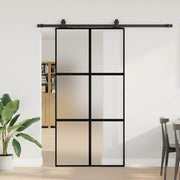 Schuifdeur 102,5x205 cm gehard glas zwart