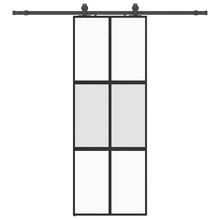 Schuifdeur met beslagset 76x205 cm gehard glas zwart