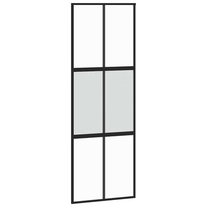 Schuifdeur met beslagset 76x205 cm gehard glas zwart