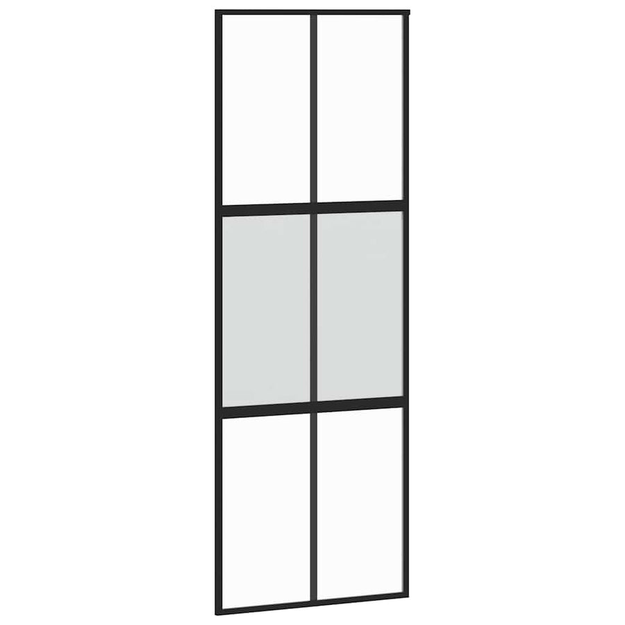 Schuifdeur met beslagset 76x205 cm gehard glas zwart