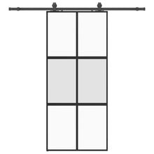Schuifdeur met beslagset 90x205 cm gehard glas zwart