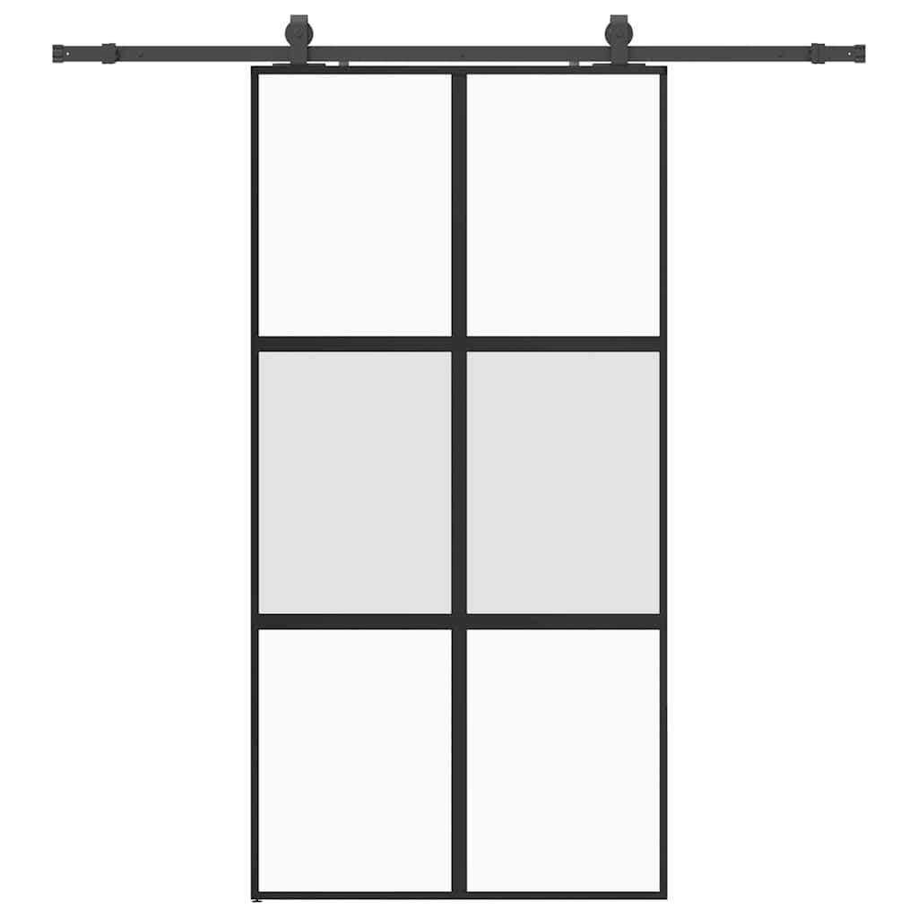 Schuifdeur met beslagset 102,5x205 cm gehard glas zwart