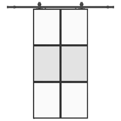 Schuifdeur met beslagset 102,5x205 cm gehard glas zwart