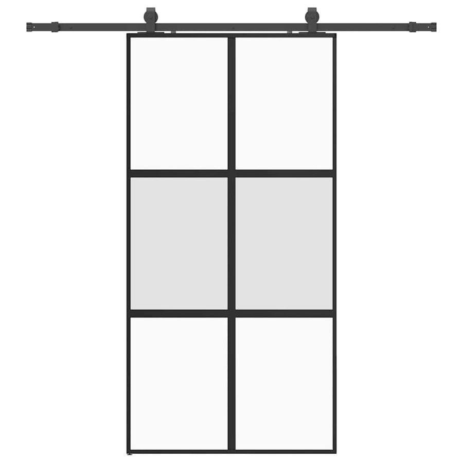 Schuifdeur met beslagset 102,5x205 cm gehard glas zwart