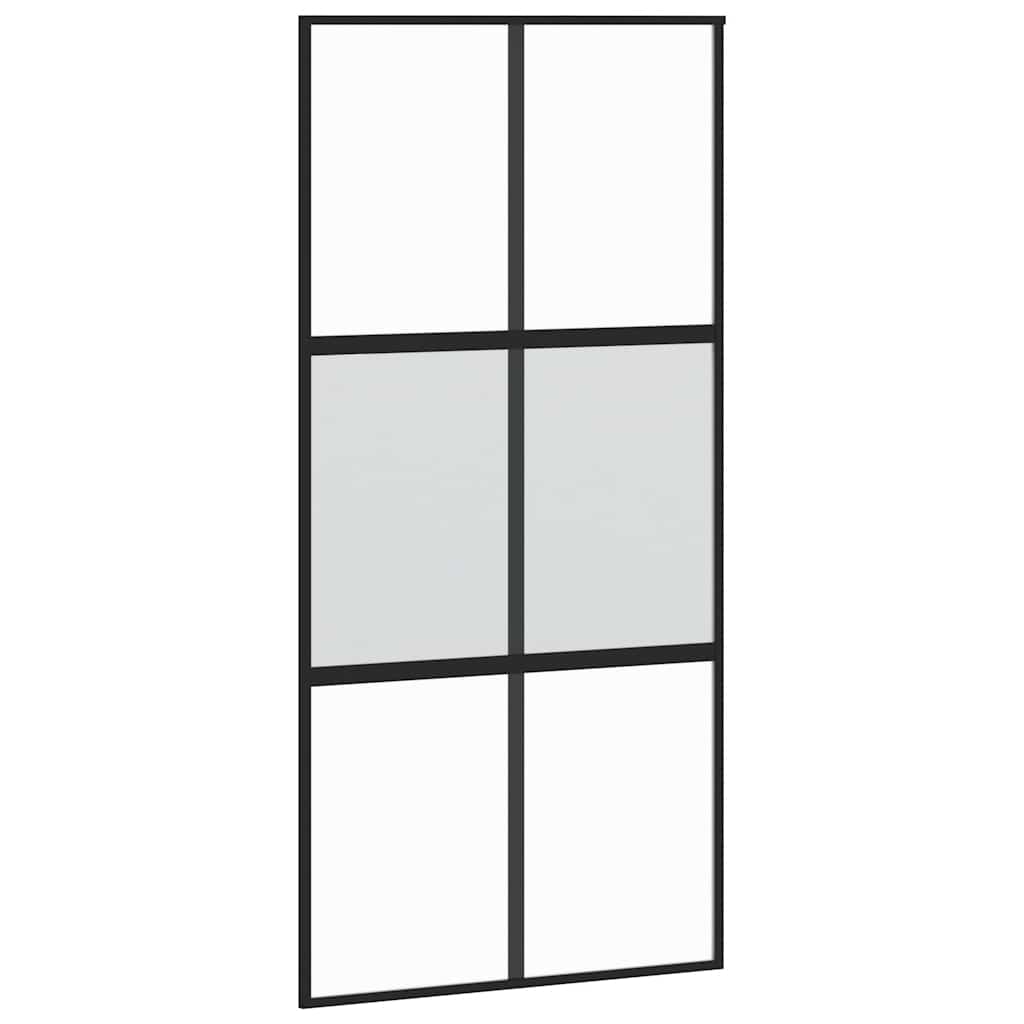 Schuifdeur met beslagset 102,5x205 cm gehard glas zwart