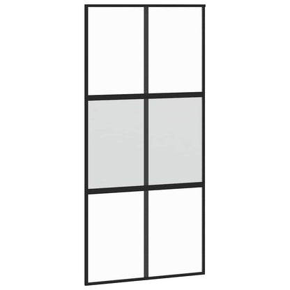 Schuifdeur met beslagset 102,5x205 cm gehard glas zwart