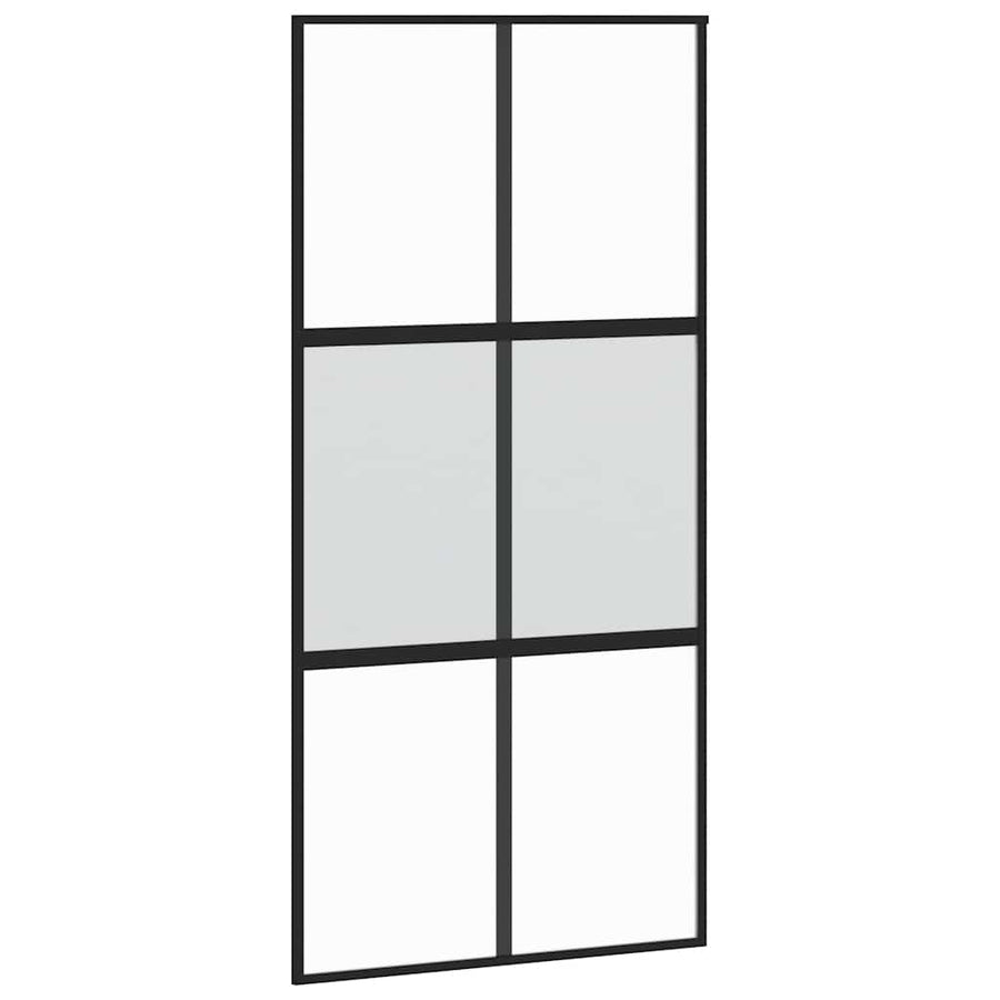 Schuifdeur met beslagset 102,5x205 cm gehard glas zwart