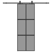 Schuifdeur met beslagset 76x205 cm gehard glas zwart