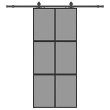 Schuifdeur met beslagset 90x205 cm gehard glas zwart