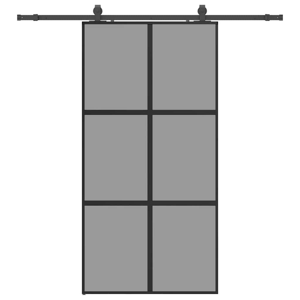 Schuifdeur met beslagset 102,5x205 cm gehard glas zwart