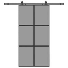 Schuifdeur met beslagset 102,5x205 cm gehard glas zwart