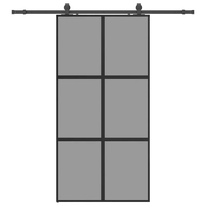 Schuifdeur met beslagset 102,5x205 cm gehard glas zwart
