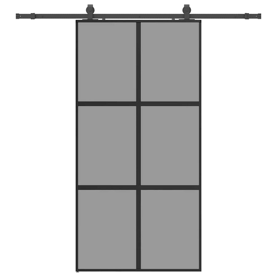 Schuifdeur met beslagset 102,5x205 cm gehard glas zwart