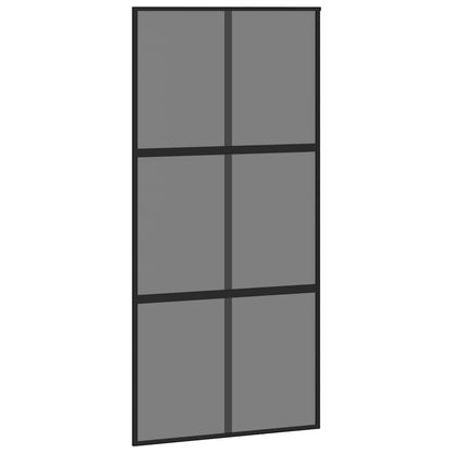 Schuifdeur met beslagset 102,5x205 cm gehard glas zwart