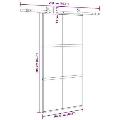 Schuifdeur met beslagset 102,5x205 cm gehard glas zwart
