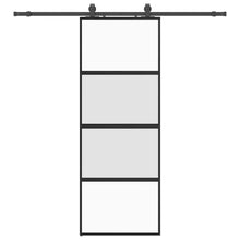 Schuifdeur met beslagset 76x205 cm gehard glas zwart
