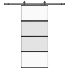 Schuifdeur met beslagset 90x205 cm gehard glas zwart