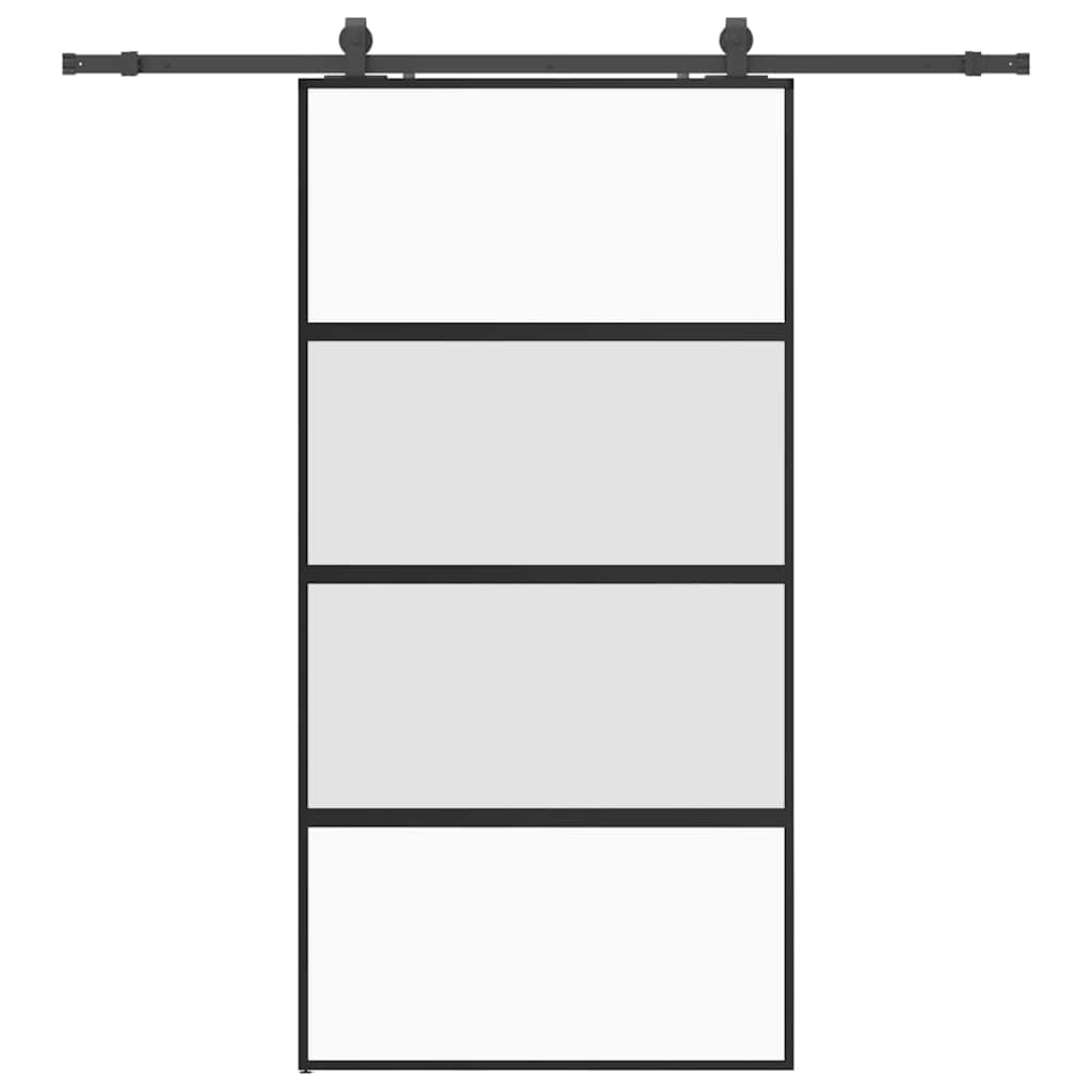 Schuifdeur met beslagset 102,5x205 cm gehard glas zwart
