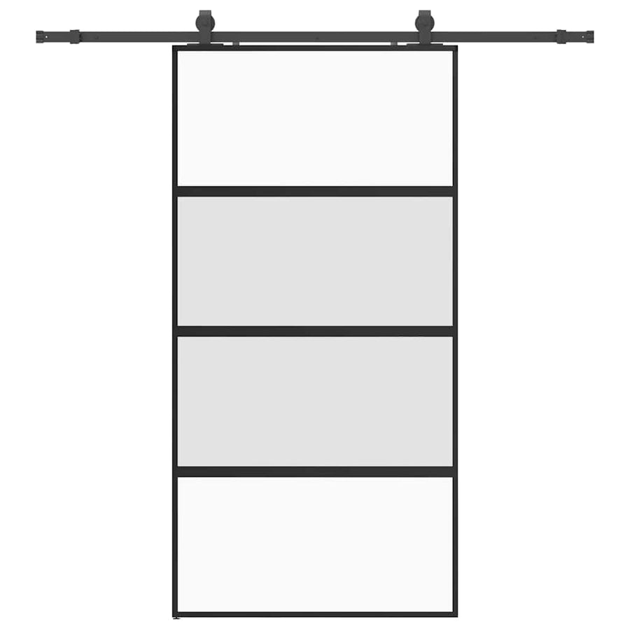 Schuifdeur met beslagset 102,5x205 cm gehard glas zwart