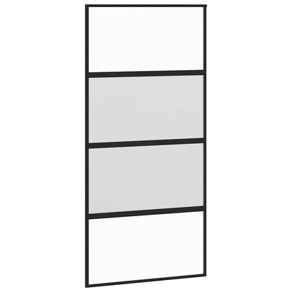 Schuifdeur met beslagset 102,5x205 cm gehard glas zwart