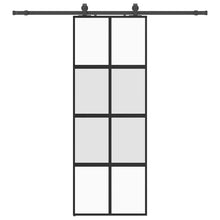 Schuifdeur met beslagset 76x205 cm gehard glas zwart