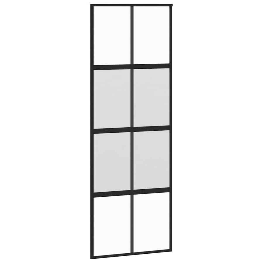 Schuifdeur met beslagset 76x205 cm gehard glas zwart