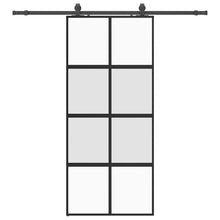 Schuifdeur met beslagset 90x205 cm gehard glas zwart