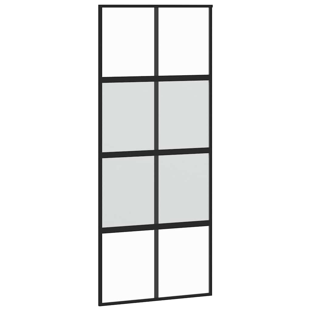 Schuifdeur met beslagset 90x205 cm gehard glas zwart