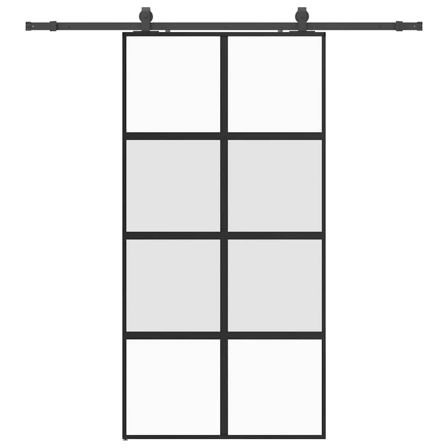 Schuifdeur met beslagset 102,5x205 cm gehard glas zwart