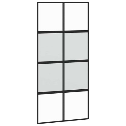 Schuifdeur met beslagset 102,5x205 cm gehard glas zwart