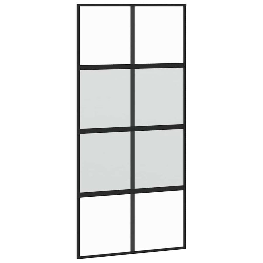 Schuifdeur met beslagset 102,5x205 cm gehard glas zwart