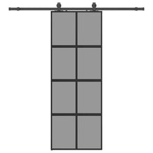 Schuifdeur met beslagset 76x205 cm gehard glas zwart