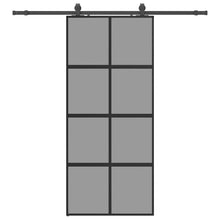 Schuifdeur met beslagset 90x205 cm gehard glas zwart
