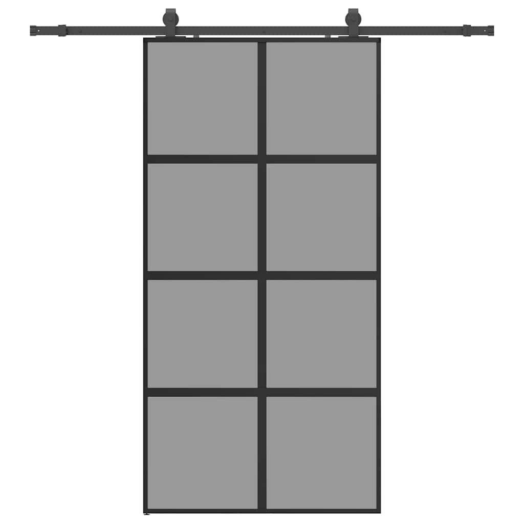 Schuifdeur met beslagset 102,5x205 cm gehard glas zwart