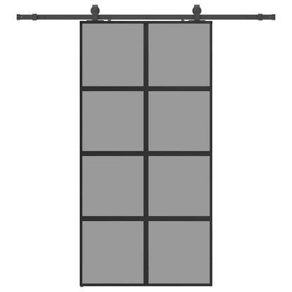 Schuifdeur met beslagset 102,5x205 cm gehard glas zwart