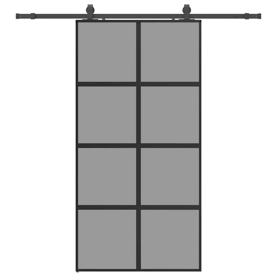 Schuifdeur met beslagset 102,5x205 cm gehard glas zwart
