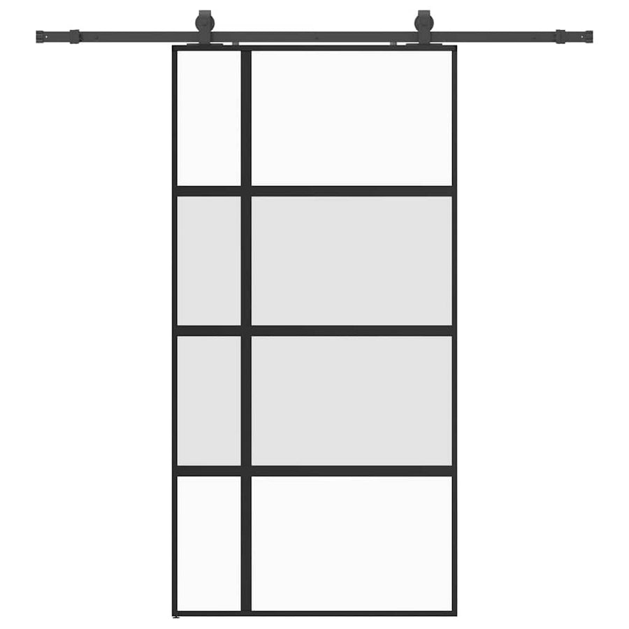 Schuifdeur met beslagset 102,5x205 cm gehard glas zwart