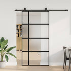 Schuifdeur 102,5x205 cm gehard glas zwart